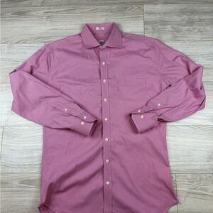 Peter Millar Nanoluxe Easycare Red Checkered Houndstooth Button Down Shirt Large